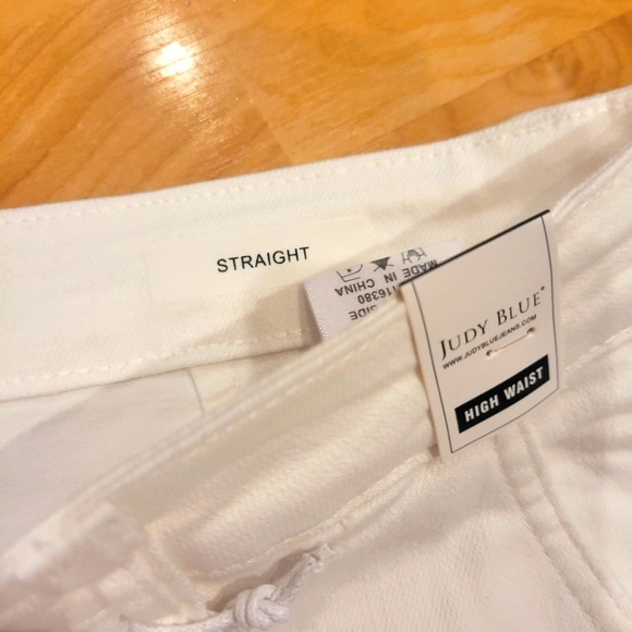 Judy Blue High Rise Cargo Straight Leg Jeans White Size 32 - Picture 8 of 11
